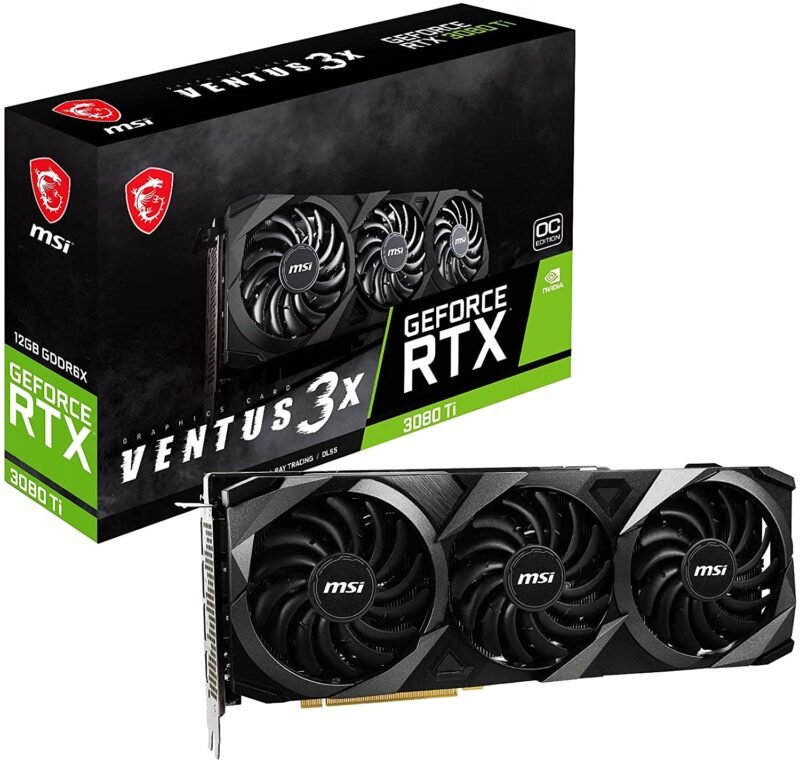 MSI Gaming GeForce RTX 3080 Ti 12GB GDRR6X 320-Bit HDMI/DP Nvlink Tri-Frozr 2 Ampere Architecture OC Graphics Card (RTX 3080 Ti Ventus 3X 12G OC)